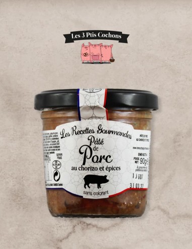 Paté de Porc au Chorizo - 90gr - Les 3 ptis cochons