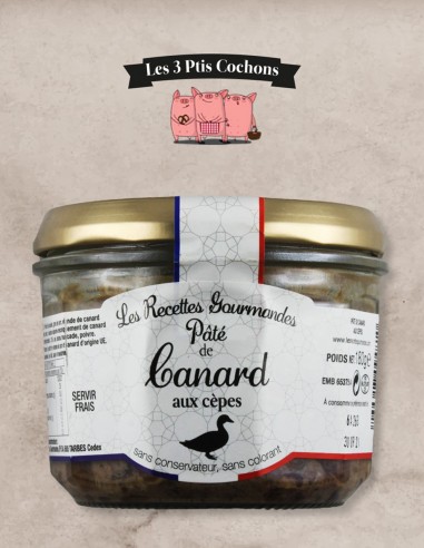 Paté de Canard aux Cèpes - 180gr - Les 3 ptis cochons